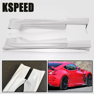 Fits 2009-2020 Nissan 370Z Z34 White FRP Unpainted Side Skirts Rocker Panel - Image 1 of 4