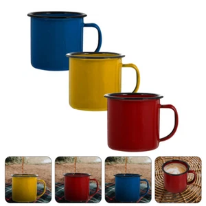 Tazas de mano esmaltadas coloridas 3 piezas diseño vintage para bebidas - Imagen 1 de 12