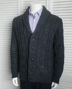 NEW Mens ALPACA Acrylic Wool Cardigan Cable Sweater Size 3XL XXXL Gray Stylish - Picture 1 of 7