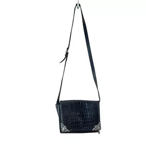 BRIGHTON Damen Schwarz Leder Silber Hardware Western Handtasche Handtasche - Bild 1 von 11