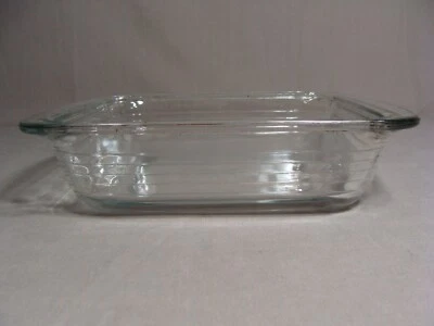 LIBBEY Clear Glass Square Casserole Dish With A Raised Ring Design, Mexico - Image 1 of 3