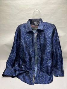 Robert Graham Blue Iridescent Silk Paisley Shirt - Sz Extra Large NICE - Picture 1 of 7