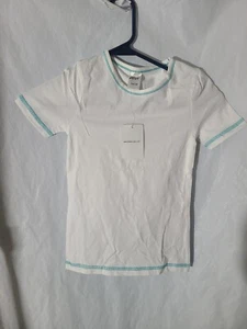 White Fashion Zero Size 7-8 Year Old T Shirt With Blue Stripes On Sleeve - Picture 1 of 4
