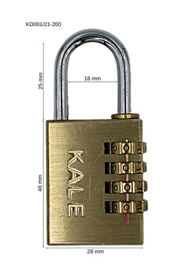 Kale Lock KALE COMMISSIONED PADLOCK 4 DIGIT BRASS 38mm - Image 1 of 4