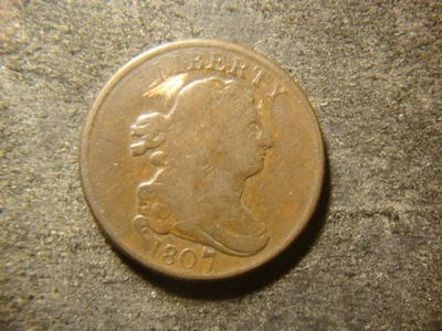 1807 Fine Detail Bold Date Draped Bust Half Cent Nice Look PSC - Image 1 of 2