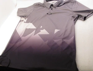 Oakley Performance Polo Shirt Mens S Black White Geometric Shadow Vtg Rare Logo - Picture 1 of 14