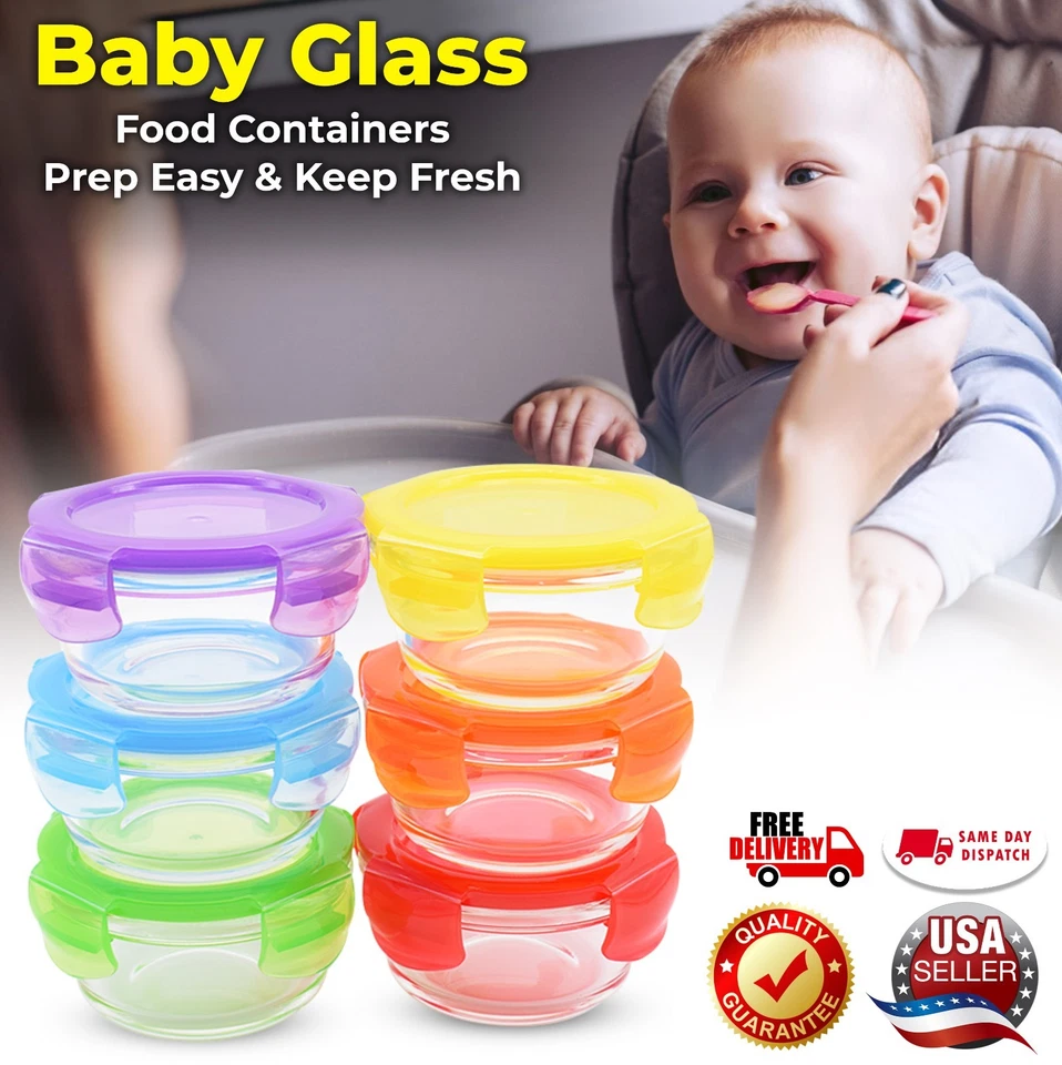 Juego de cuencos de vidrio 200 ml 6 piezas redondos de almacenamiento de alimentos apilables con tapas herméticas de color Foto 1 de 1