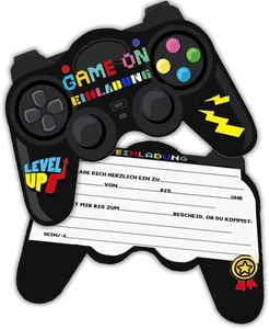 12X Video Gaming Spiel Party EINLADUNGSKARTEN KINDERGEBURTSTAG Junge Mädchen, Ga - Bild 1 von 12