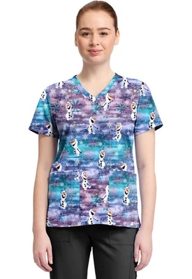 Olaf Cherokee Scrubs Tooniforms Disney Frozen V Neck Top TF796 FZLA - Image 1 of 4