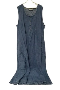 The Vermont Country Store Denim Pintuck Jumper Dress Blue Womens Size 3X Cotton - Picture 1 of 9