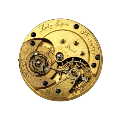 Lady Elgin 29 Pocket Watch Movement 1871, 38mm 10S, 15j Enamel Parts Repair(637) - Image 1 of 4