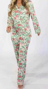IN MY SUNDAY’S set pigiama manica lunga e pantaloni fiori di peonia Tencel&Spandex XS NUOVO SENZA ETICHETTE - Foto 1 di 20