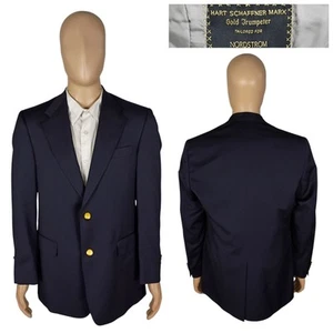 NEU Hart Schaffner Marx Gold Trumpeter 2 Knopf einfarbig dunkelblau Wolle Blazer 39R - Bild 1 von 11