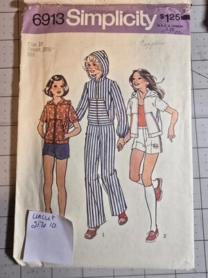 Traje de chándal vintage retro 1975 Simplicity 6913 niña patrones talla 10 sin cortar  Foto 1 de 2