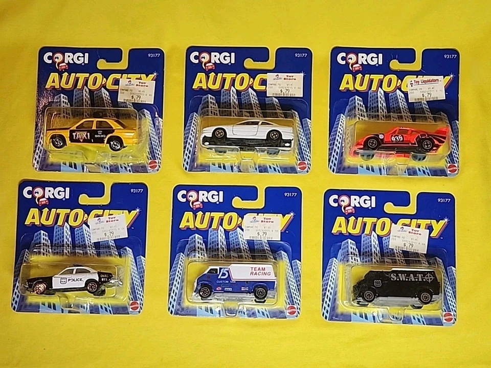 Corgi Auto City 1993 批量 6 辆汽车 斯瓦特/警察/出租车/保时捷 935 全新 复古🔥J — 第 1/4 张图片