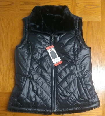 Nicole Miller Reversible Negro Acolchado Imitación Piel Cremallera Chaleco Puffer Talla M *NUEVO CON ETIQUETAS* Foto 1 de 4