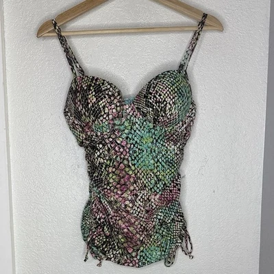 Camiseta de natación SPANX Assets by Sara Blakely estampado de serpiente push up con aros Tankini mediana Foto 1 de 4