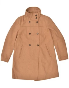 BENETTON Womens Double Breasted Coat IT 44 Medium Brown Wool AP08 - Imagen 1 de 3
