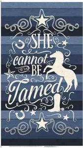 Cowgirl Cannot Be Tamed Horse Cotton Fabric Timeless Treasures C7794 24" Panel - Picture 1 of 1