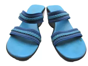 Cabin Creek Womens 9M Blue Turquoise Platform Wedge 2 3/4" Heel Cushion Sandals - Picture 1 of 5