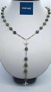 Collana Rosario uomo/donna argento 925 con Agata verde brasiliana - Foto 1 di 8