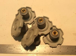 5 pc Palm Grip Fluted Knob, Grey 3/8-16 Brass Insert 3" DIA 1.75" Tall New (122) - Picture 1 of 3