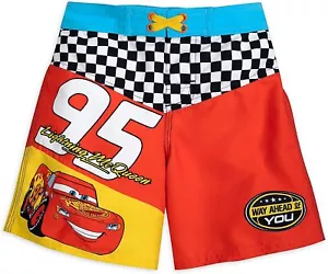 Disney Store Cars Lightning McQueen Swim Trunks Shorts Boy Size 5/6 7/8 - Picture 1 of 2