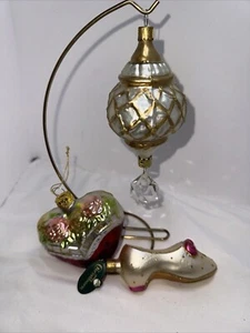 Hand blown Glass Christborn Radko? Christmas Ornaments Lot Of 3 - Picture 1 of 10