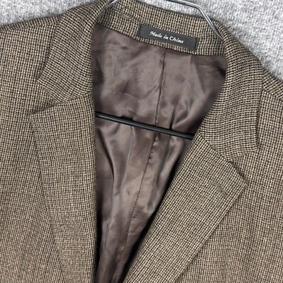 Lauren Ralph Lauren Sport Coat Blazer Mens 48L Houndstooth Brown Wool Jacket - Image 1 of 4