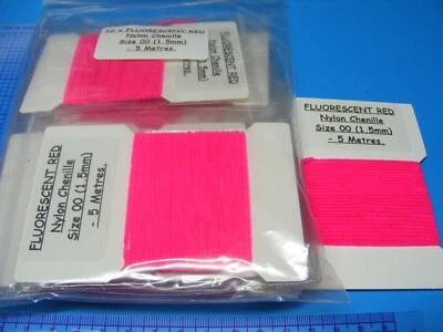 10 x 5m (50M) of Size 00 (1.5mm) Nylon Chenille in FLUORESCENT RED for Fly Tying — 第 1/2 张图片