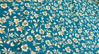 4 YDS HAMIL TEXTILES FLORAL FABRIC TEAL GOLDEN YELLOW FLOWERS RAYON 46"W