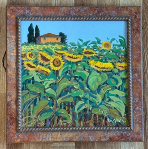 NECOLA D'AMELIO ITALIAN ARTIST OIL PAINTING ON CANVAS 2006 FRAMED 15" X 15" - Picture 1 of 4
