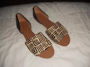 NUEVO CON ETIQUETAS SANDALIA MADEWELL THEA EN ESTAMPADO PELO DE BECERRO ARENA DUNA/VERDADERO NEGRO TALLA 6 - Imagen 1 de 8