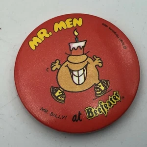 Pinback Mr Billy Men Beefeater Steak House Werbung Button Pin 1986 Vintage - Bild 1 von 12