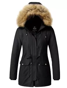 Wantdo Women Winter Thicken Puffer Coat Fur Hood Warm Fleece Lined Parka Jacket - Picture 1 of 70