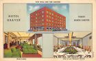 Fargo North Dakota 1942 Postcard Hotel Graver Lobby & Banquet Room