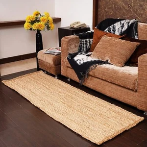 Handmade Braided Jute Natural Home Decor Runner Reversible All Size Area Rugs - Picture 1 of 6