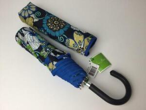 Vera Bradley Mod Floral Blue Compact Umbrella Retired Hook Handle RARE
