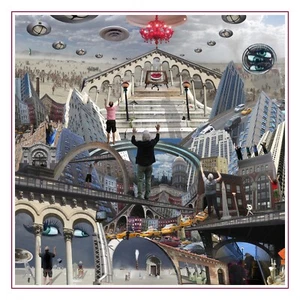 Burning Man 2013 — Center Camp Art - "The Gullible Mass" - giclée print on Tyvek - Picture 1 of 17