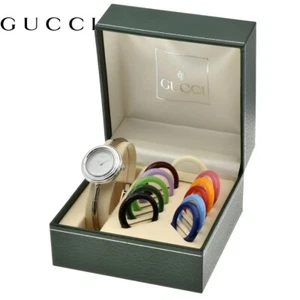 GUCCI Change Bezel Dial 12 colors Silver Women's Watch Bracelet Used Working - Picture 1 of 6