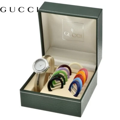 GUCCI Change Bezel Dial 12 colors Silver Women's Watch Bracelet Used Working - Image 1 of 4