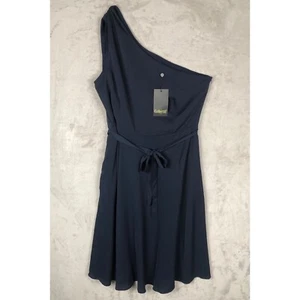 NWT COLLECTIF Cindal Flared Midi Swing Dress Sz. 3XL / 16 Navy One Shoulder NEW - Picture 1 of 16