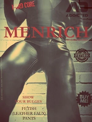 PANTALONES FETICHE ADICTO (IMITACIÓN DE CUERO). NEGRO. 30. Nuevo con etiquetas. 🌈 PEL DE RUFS GAY CERDO DESAGRADABLE Foto 1 de 4