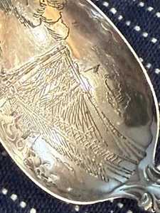 New York Bridge Etched patent 1891 Antique Whiting Sterling Spoon (S376) - Picture 1 of 17