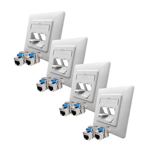 4x Cat8.1 Netzwerkdose 2 Port Rahmen + 8 Keystone Set Unterputz RJ45 Netzwerk - Bild 1 von 10