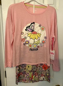 Girls Justice Butterfly Pink Top Printed Short Pajama Set, Size 6 -8- 12 & 14 - Picture 1 of 4