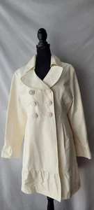 George Simonton Studio Womens Sz 10 Ivory Water Repellent Button Rain Coat - Picture 1 of 12