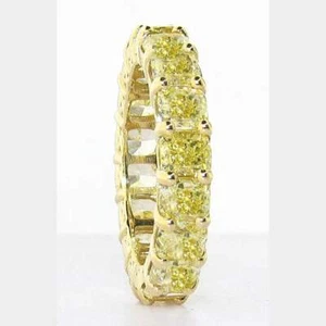 6.37 CT. Natural Fancy Yellow Cushion Shape Diamonds 18K Yellow Eternity Band. - Picture 1 of 5