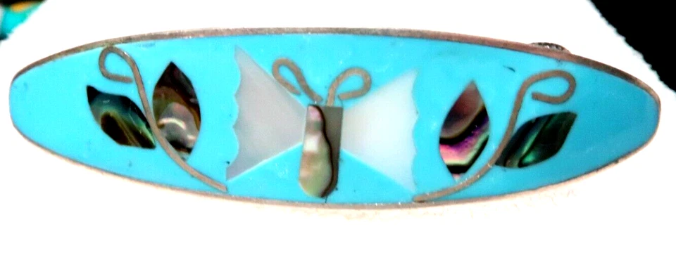 CORREA DE PELO MADREPERLA PLATA MEXICANA VINTAGE ~ FIRMADA Foto 1 de 2