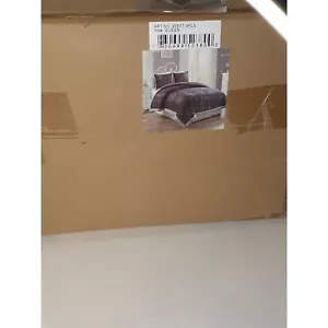 3 Piece Purple/Grey/Gray Embroidery Bed in A Bag Down Alternative Comforter Set - Picture 1 of 4